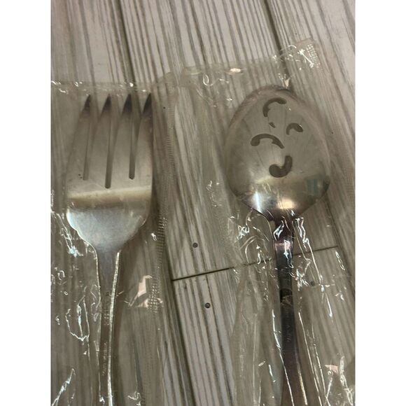 Rogers Oneida Old South II Stainless Steel Serving Spoon Fork Silverplate 2pc - Picture 8 of 12
